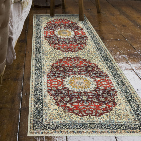 Ottomanson Machine Washable Wrinkle Free Flatweave Traditional Red Area